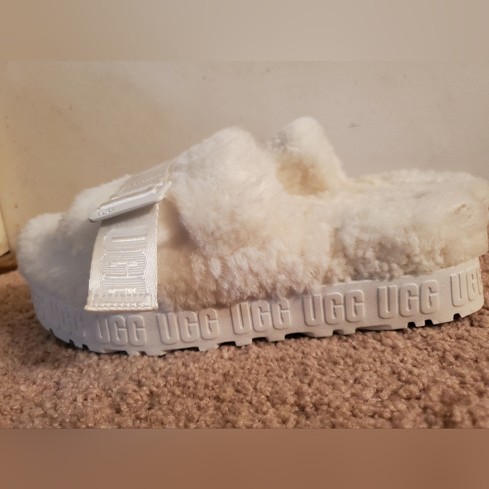 UGG FLUFFITA SLIDE SHEARLING PLATFORM SANDALS SHOE 8 - Picture 5 of 13